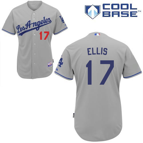A-J Ellis #17 MLB Jersey-L A Dodgers Men's Authentic Road Gray Cool Base Baseball Jersey